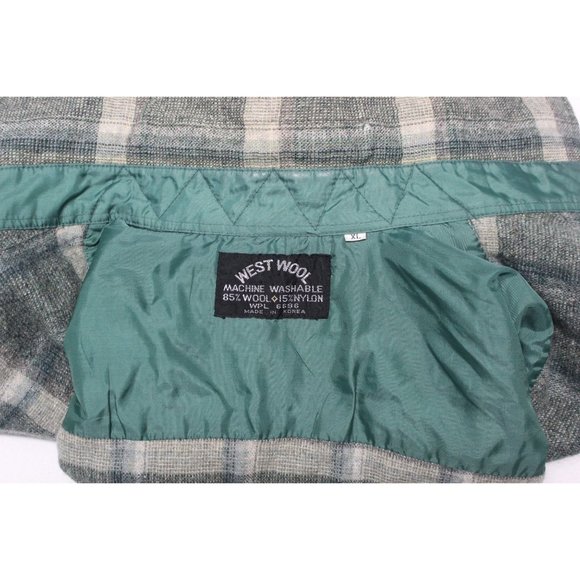 West Wool men's vintage plaid wool short sleeve button front shirt XL - Picture 8 of 13